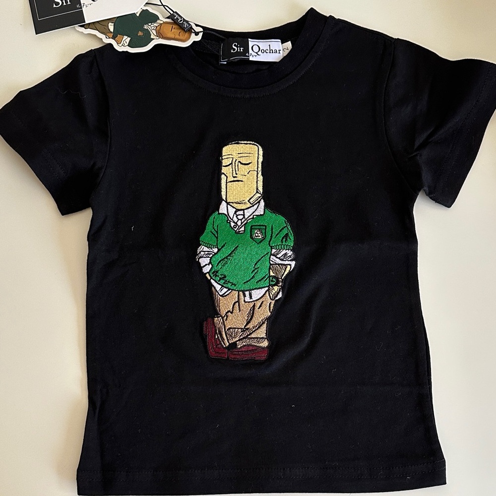 Kids Black T-Shirt with Green Graphic